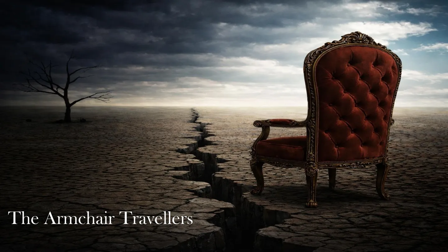 Desolate landscape with armchair